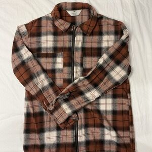 H&M Boy’s 16/18 Brown and White Plaid Shirt Jacket